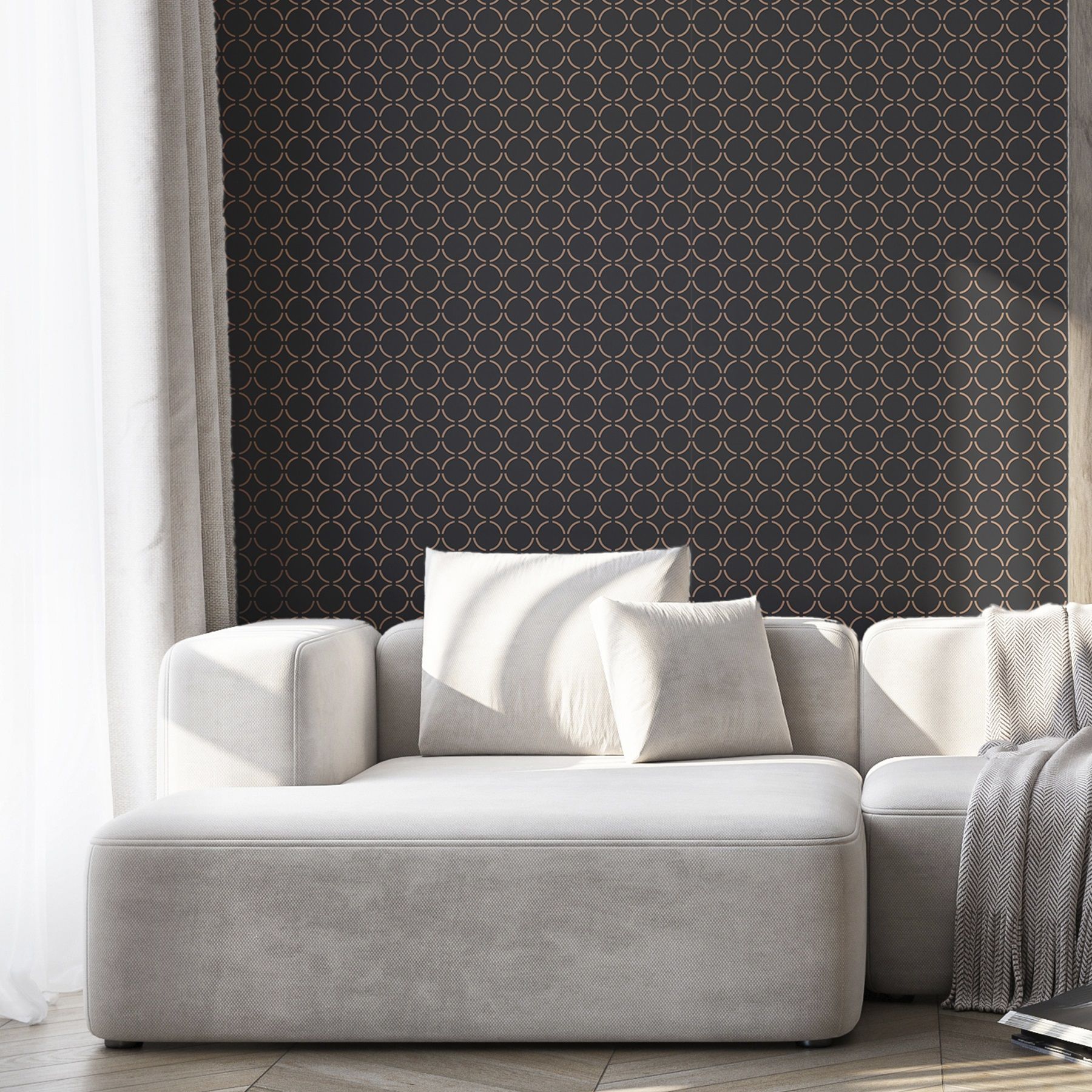 Обои Victoria Stenova Connect 585269 графит геометрия 1,06х10 м