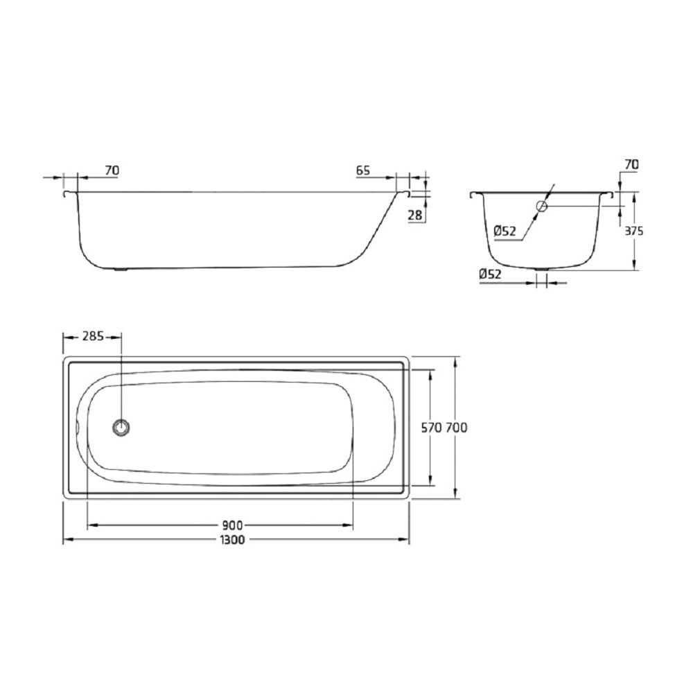 Ванна стальная BLB Europa 130х70 см без ножек