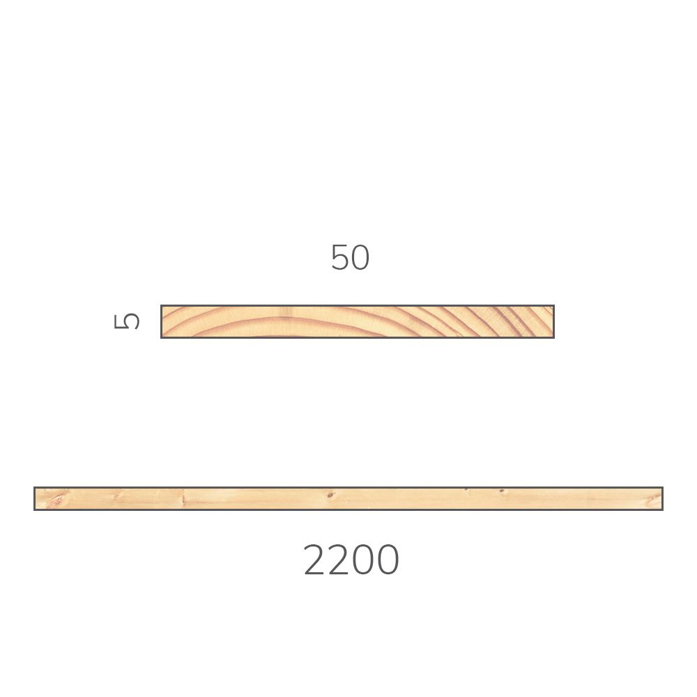 Рейка сращенная 5х50х2200 мм хвоя без сучков