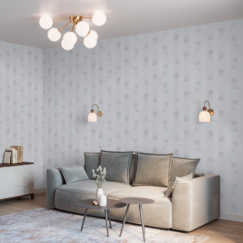 Обои Palitra Life Патрик PL72835-42 серые геометрия 1,06х10,05 м