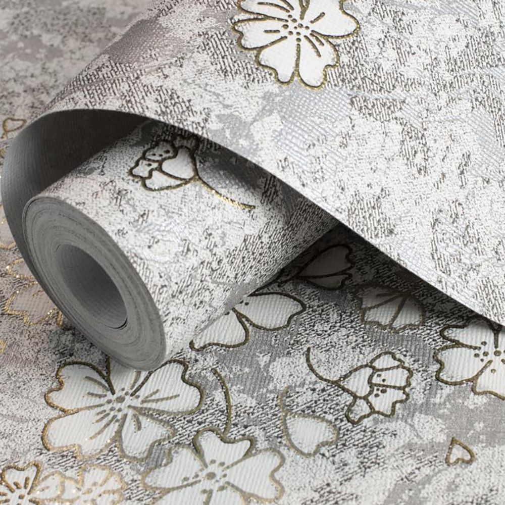 Обои TM Decolor Лютик-Н С6 Д1017 гр 5 07 серые цветы мелкие 0,53х10,05 м