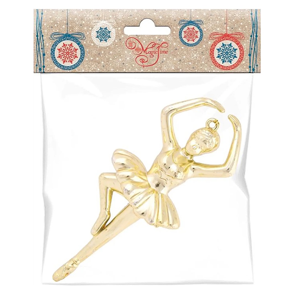 Украшение новогоднее подвесное Балерина в золотом блеске 5x12x3 см