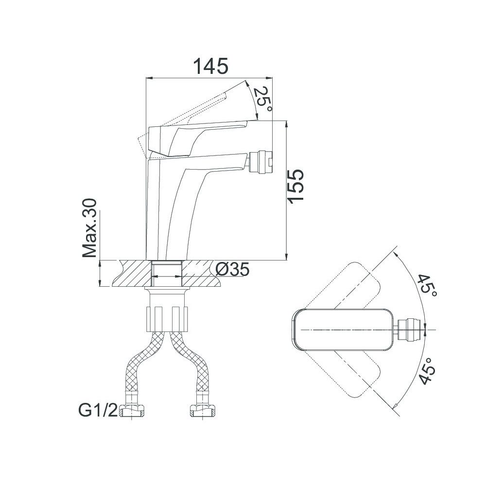 Смеситель для биде D&K Berlin.Technische DA1432215 однорычажный черный