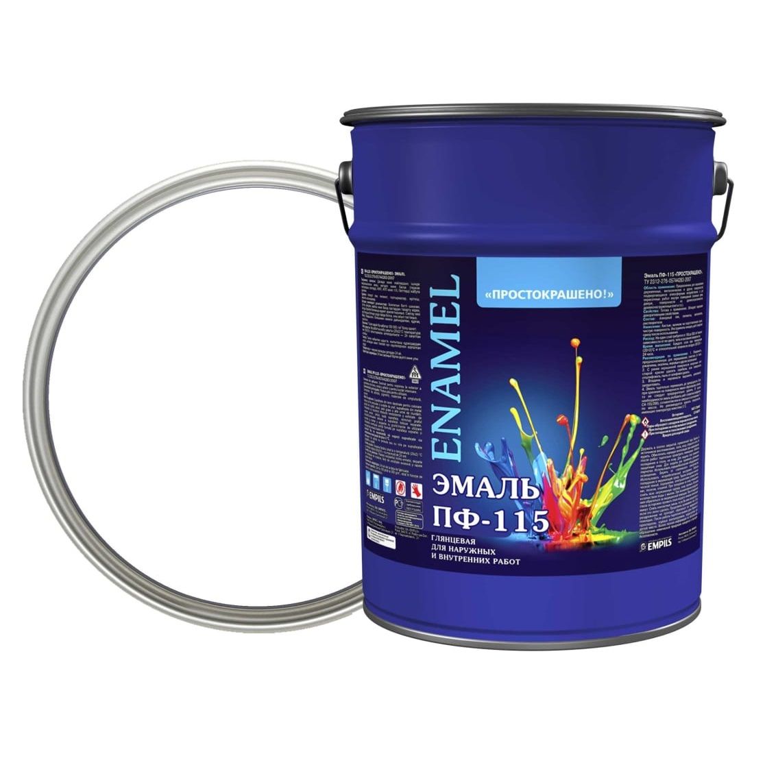 Эмаль ПФ-115 Простокрашено! белая 6 кг