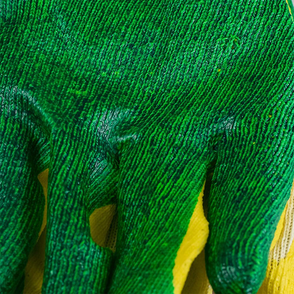 Перчатки х/б с двойным латексом зеленые