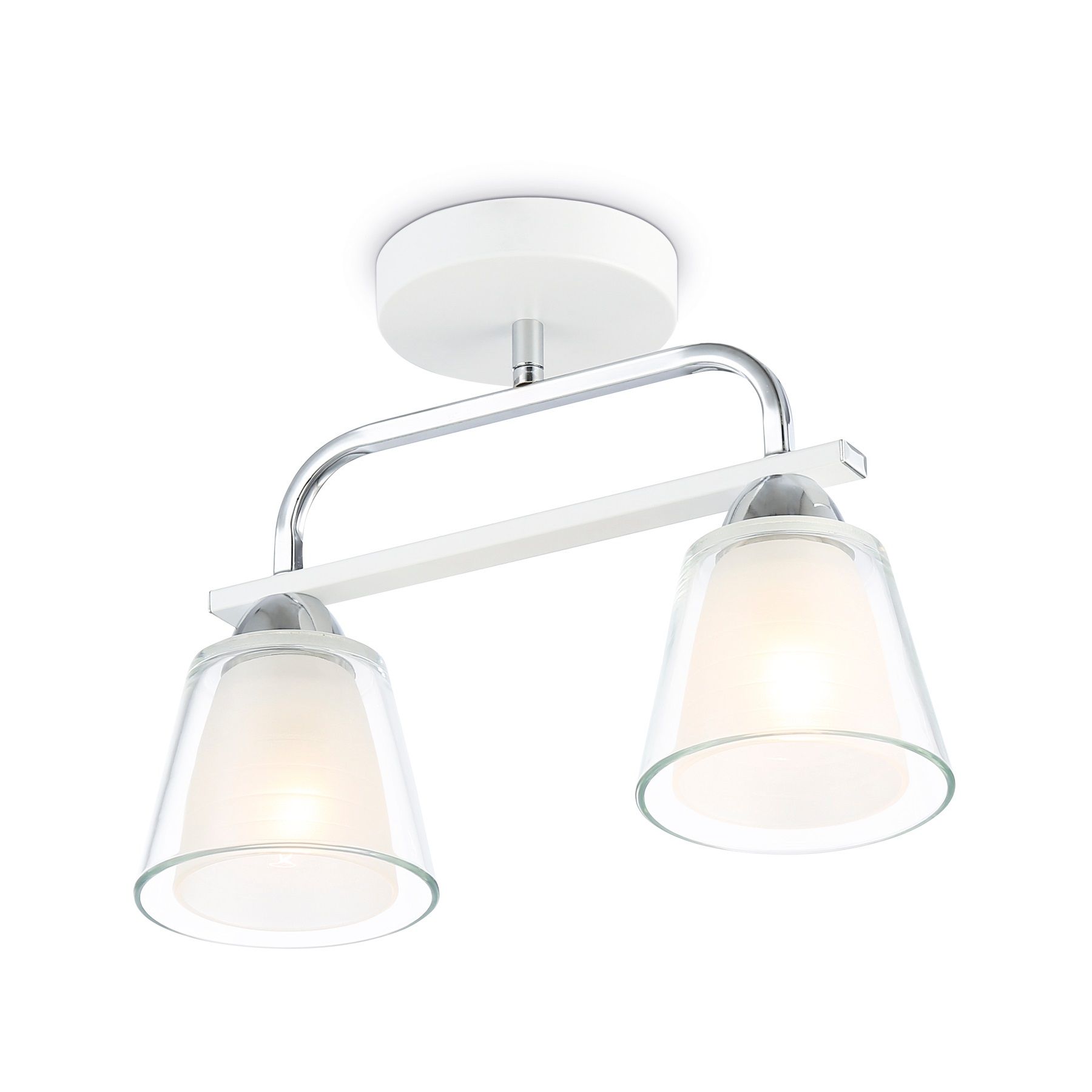 Люстра потолочная TR303229/2 WH/CH/CL/FR  2х60Вт Е27 34х12х25 см белый/хром/прозрачный/белый матовый