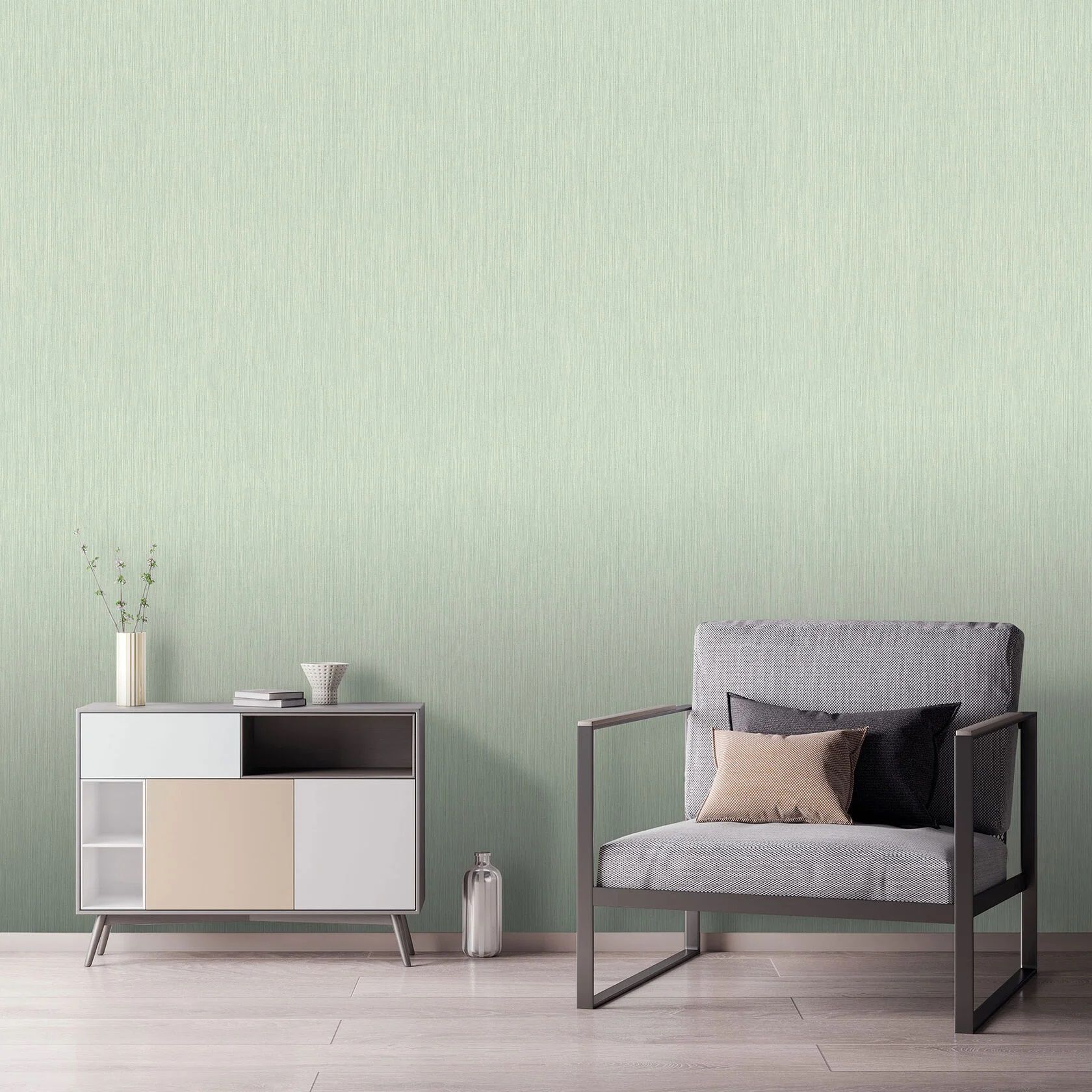 Обои Monte Solaro Plank 9282-04 зеленые лен 1,06х10,05 м