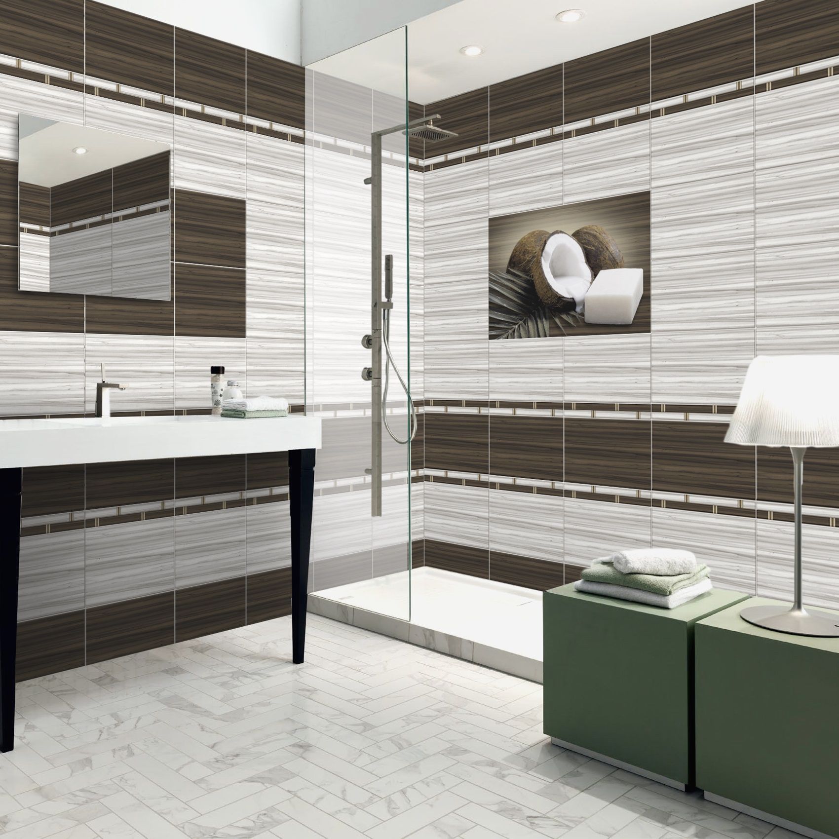 Комплект панелей ПВХ фотопечать Кокос узор 2 2700х1000 мм 4 шт