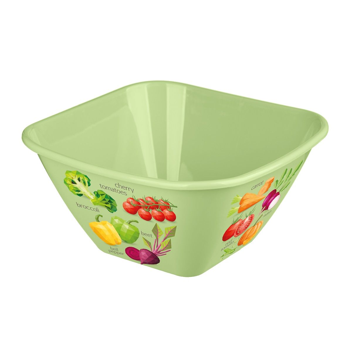 Миска квадратная Bergamo 4 л с декором салатовая
