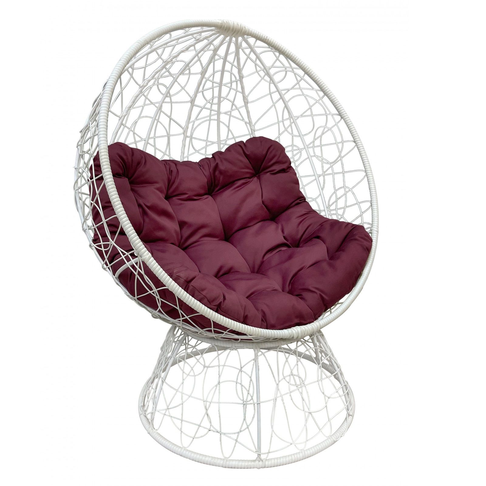 Кресло-шар иск. ротанг Luna плетение белое, подушка в ассортименте