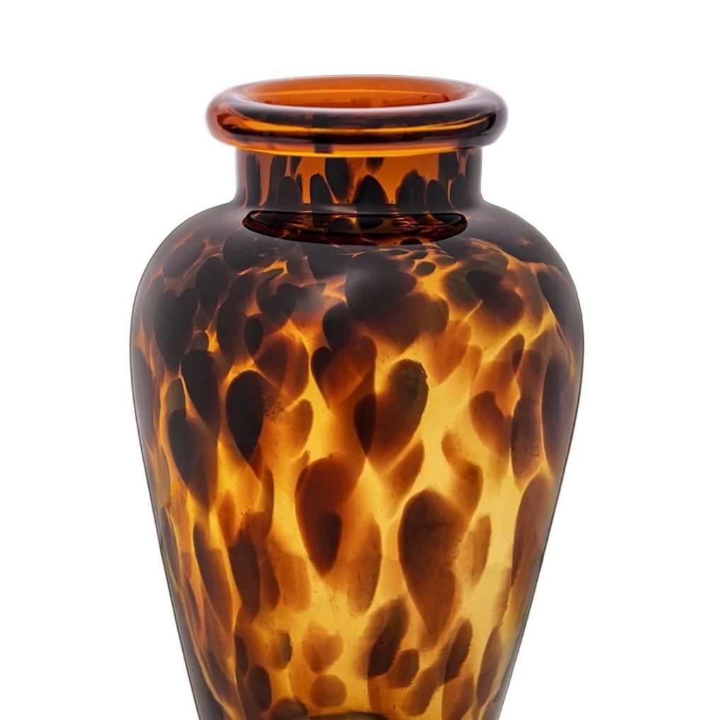 Ваза декоративная 27 см цветное стекло янтарная