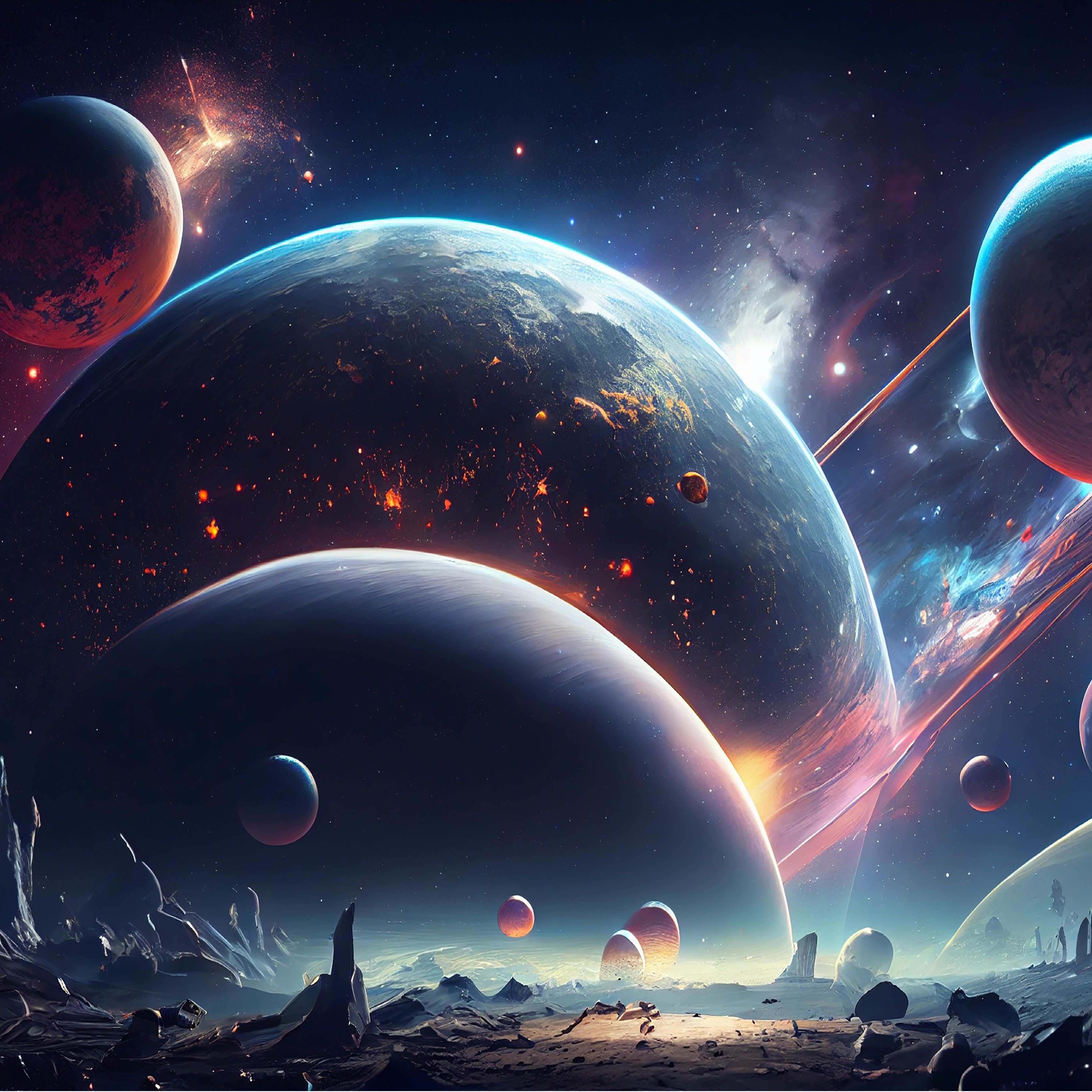 Картина интерьерная со смолой Планеты 2 40х50 см 2025-0265-1