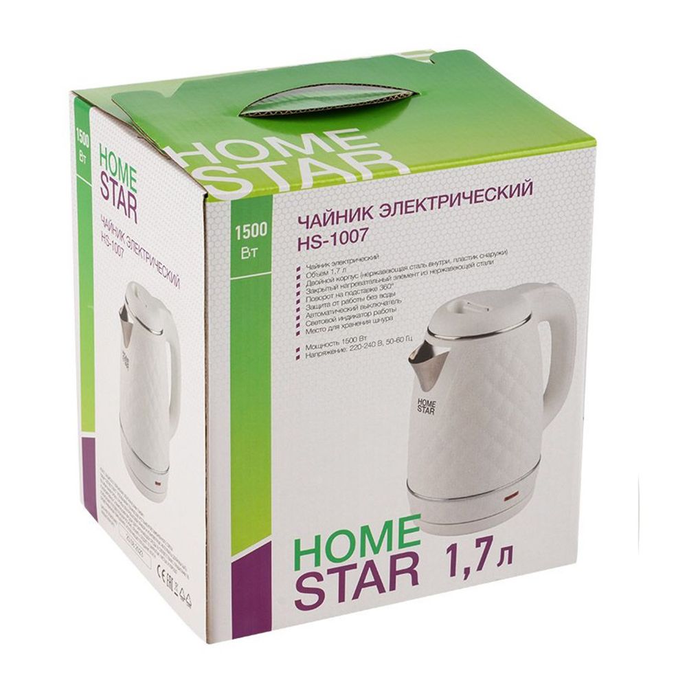 Чайник электрический Homestar HS-1007 1500 Вт 1,7 л белый