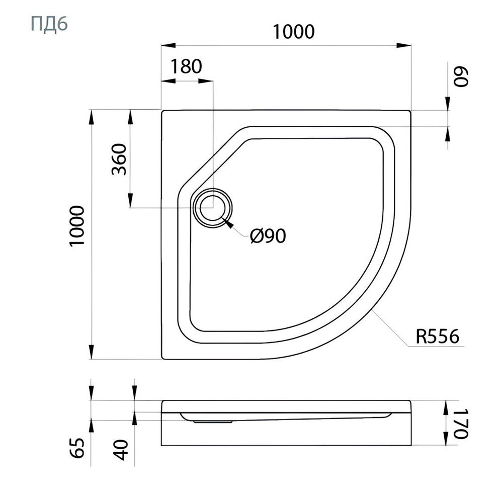 Поддон душевой акриловый ПД26 120х80 см прямоугольный низкий