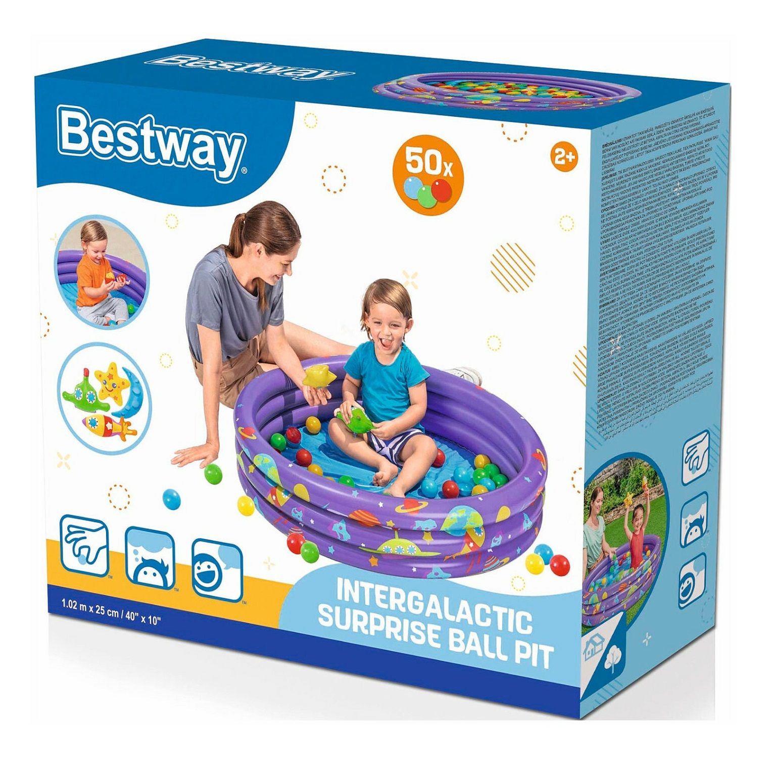 Бассейн детский надувной с мячами 102х25 см 101 л Bestway Intergalactic Surprise 52466