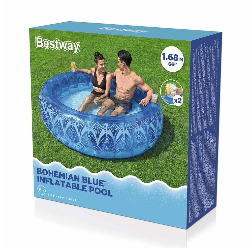 Бассейн надувной круглый 168х53 см 401 л Bestway Bohemian Blue Inflatable 54479