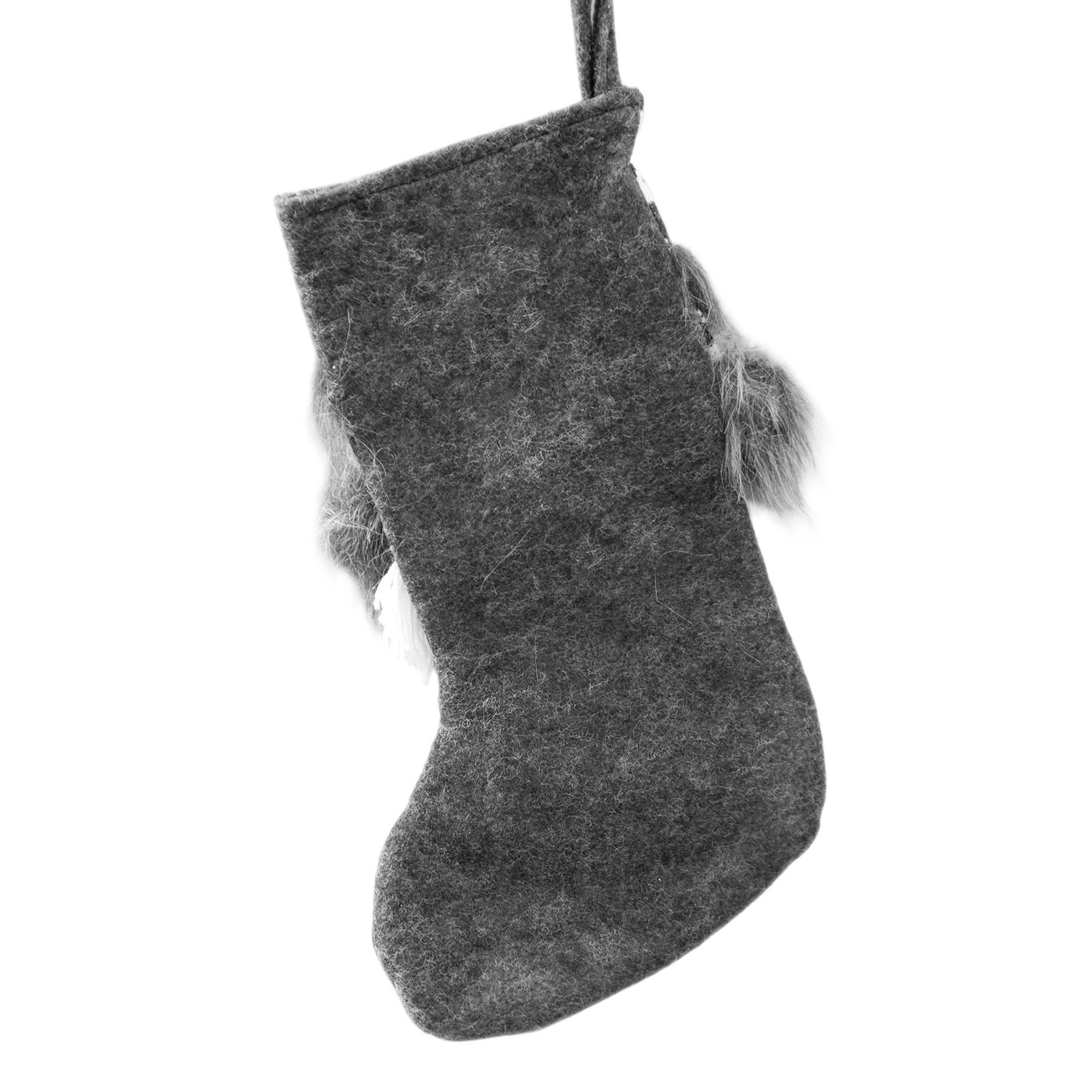 Украшение новогоднее Носок-Снеговик 30х44 см серый/белый 761396