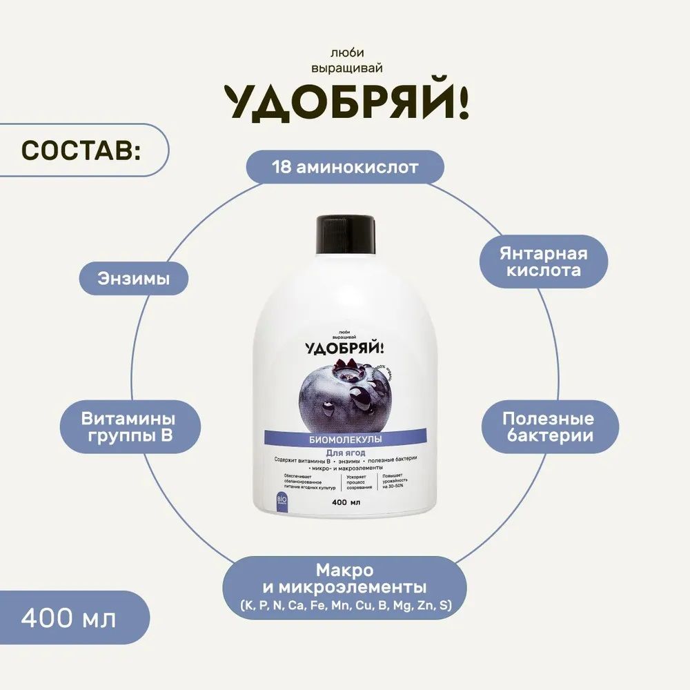 Удобрение для ягод Удобряй! Биомолекулы 400 мл