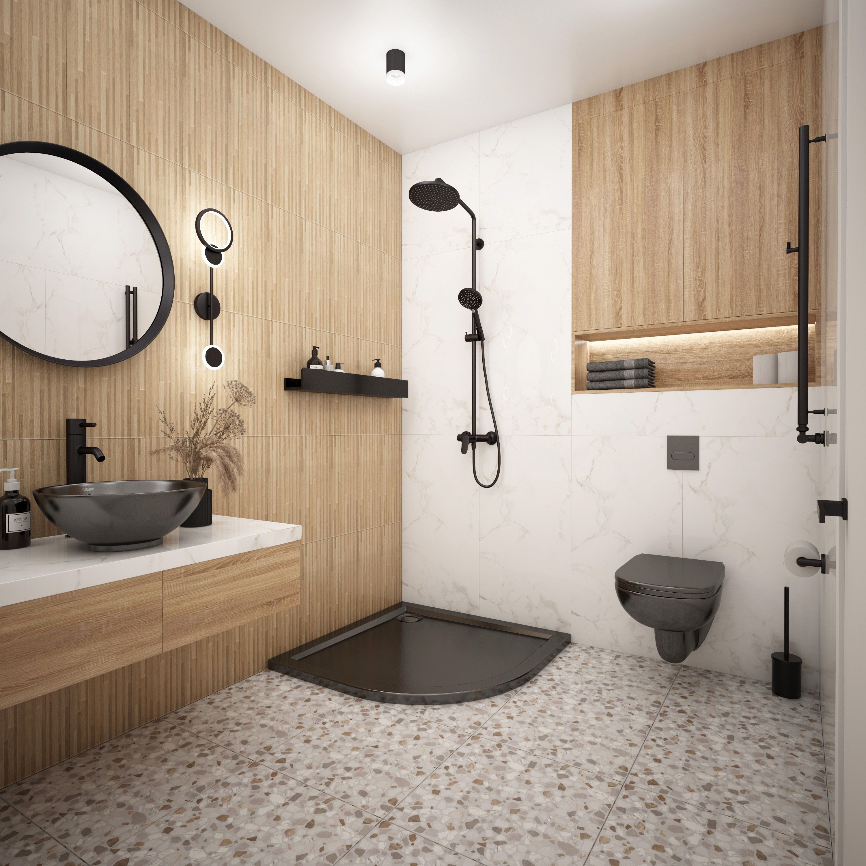 Поддон душевой акриловый City Star Black 100х100 см полукруглый низкий