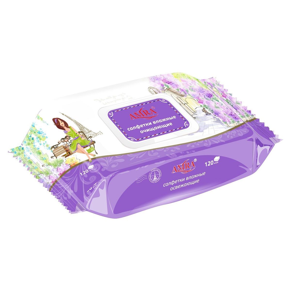 Салфетки влажные AMRA travel PARIS 120шт