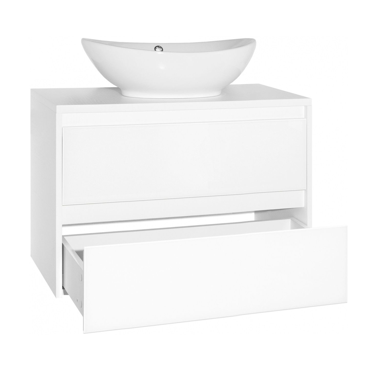 Тумба подвесная Монако 80 2 ящика плюс осина белая/белый лакобель под раковину Гамма 56