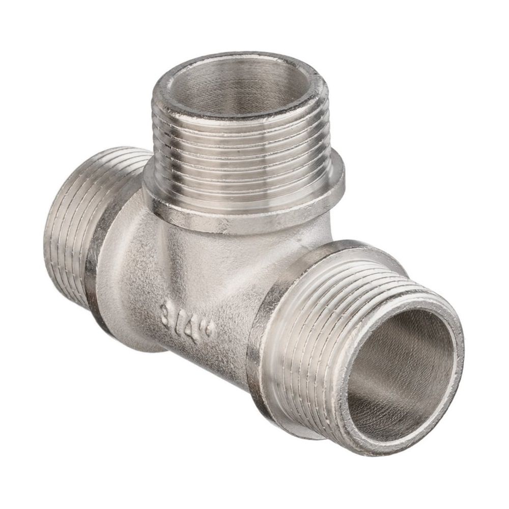 Тройник латунь никель 3/4" НР