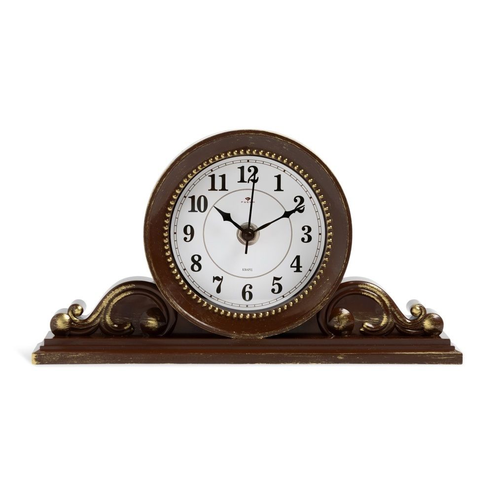 Часы настольные Классика 26х14 см коричневый с золотом