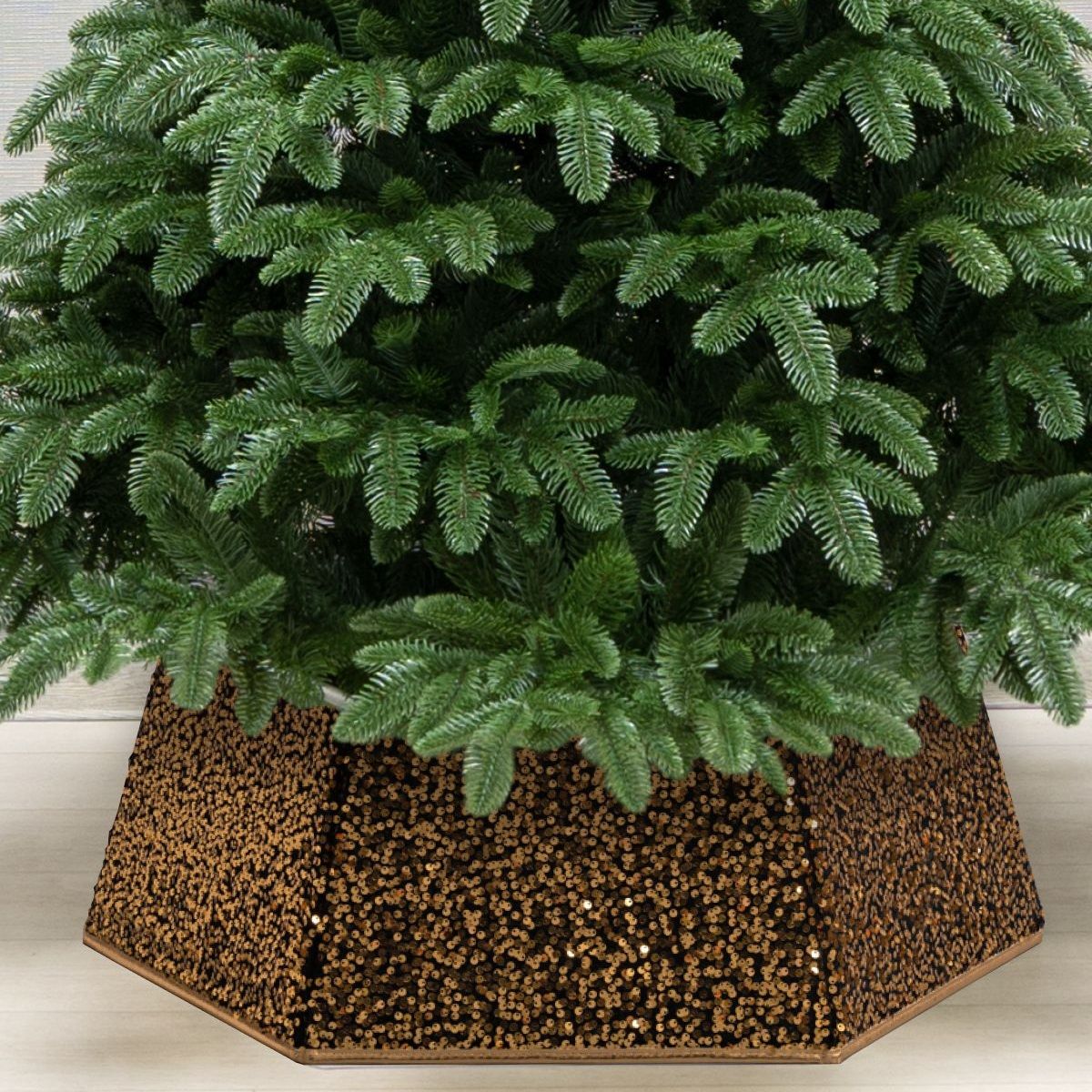 Юбка для основания елки Моя Елочка d68 см h25 см черный с пайетками золото 2025-0578