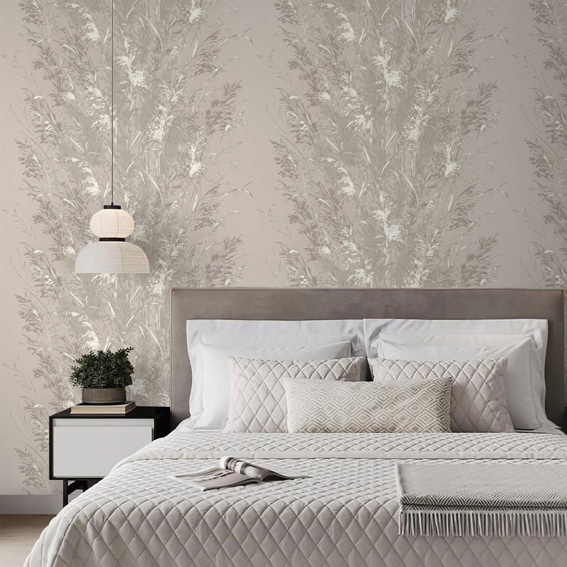 Обои WallSecret Midnight 9089-24 бежевые листья 1,06х10,05 м