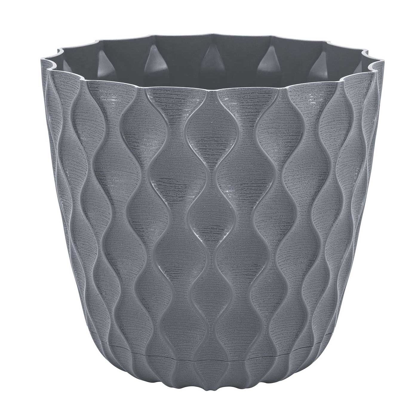 Горшок цветочный InGreen Wave Вулканический серый 17,5 см 2,5 л с дренаж сеткой и съем поддоном