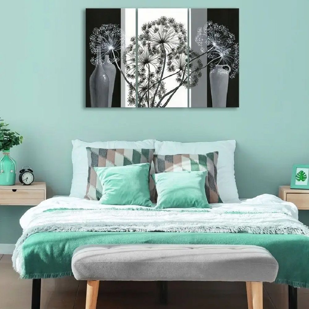 Модульная картина D-704 (99*65) Одуванчик на черном