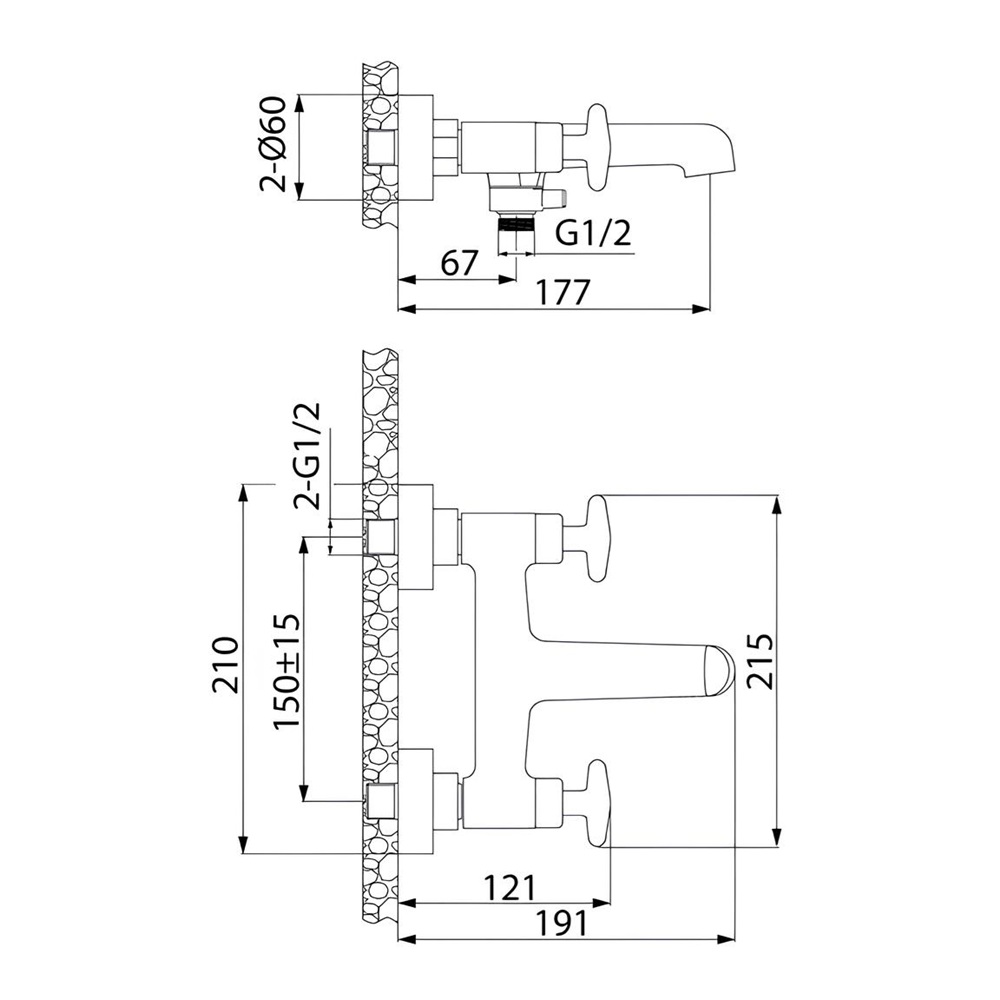 Смеситель для ванны Iddis Acros короткий излив, хром, вентильный ACRSB02i02WA