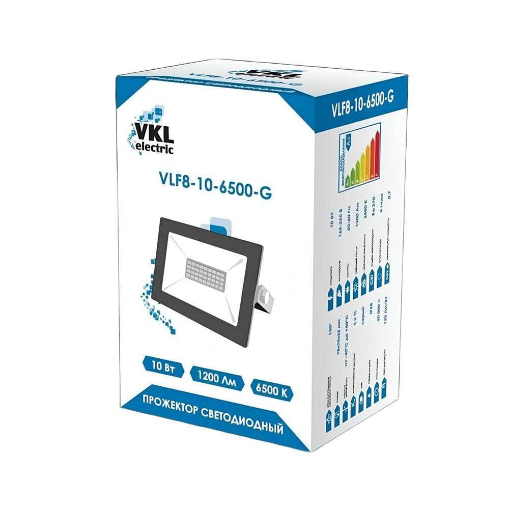 Прожектор светодиодный VKL electric VLF8-10-6500-G 10Вт 6500К 1200Лм IP65 серый