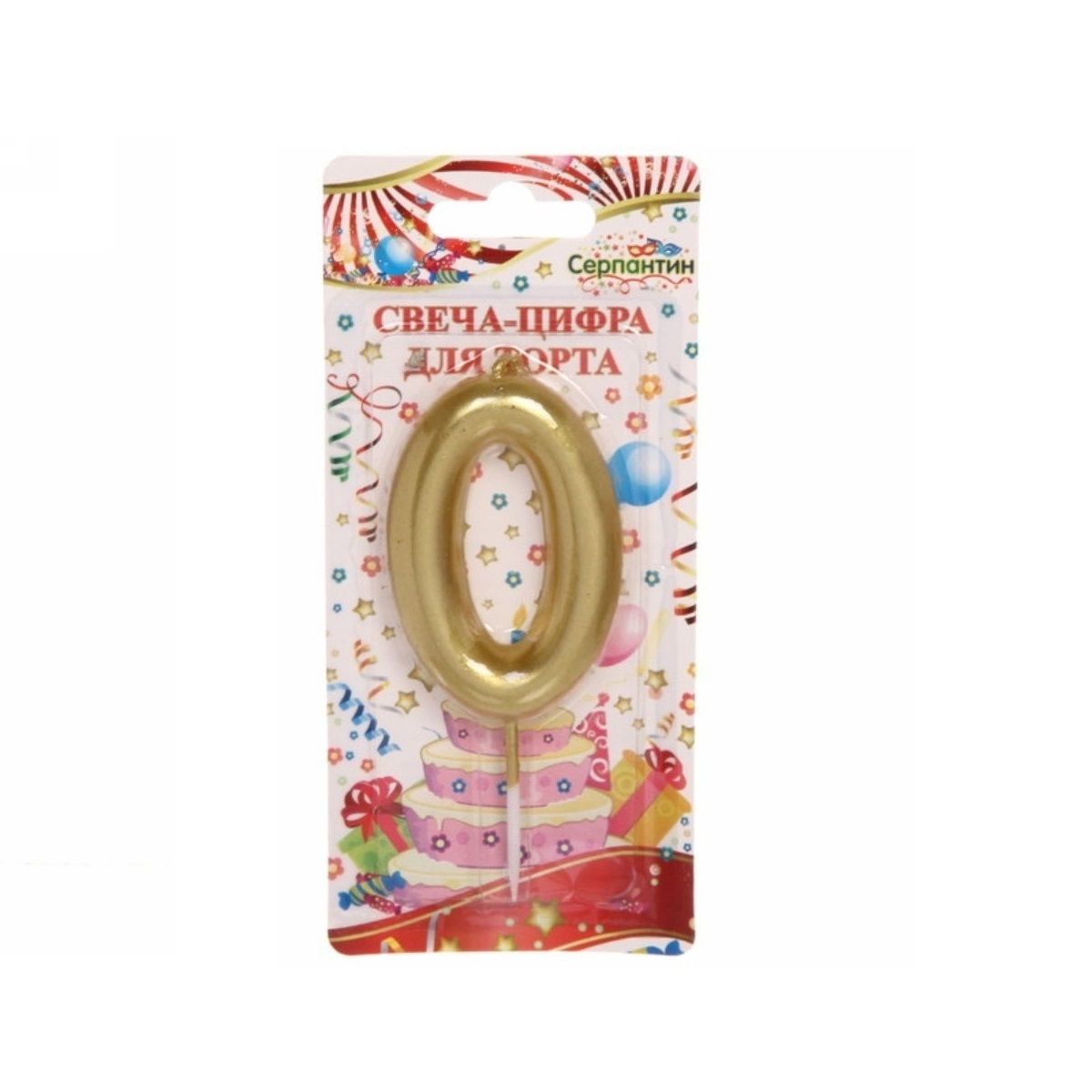 Свеча-цифра "0" драгоценное ассорти топпер 5,5см