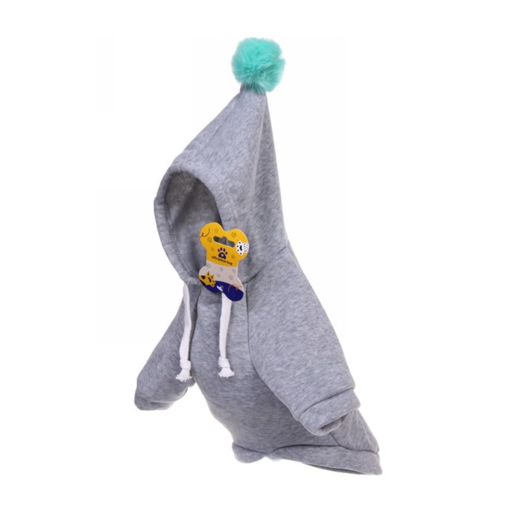 Кофта-толстовка с капюшоном для собак мелких пород Модный бро Бон бон серая р L Ultramarine