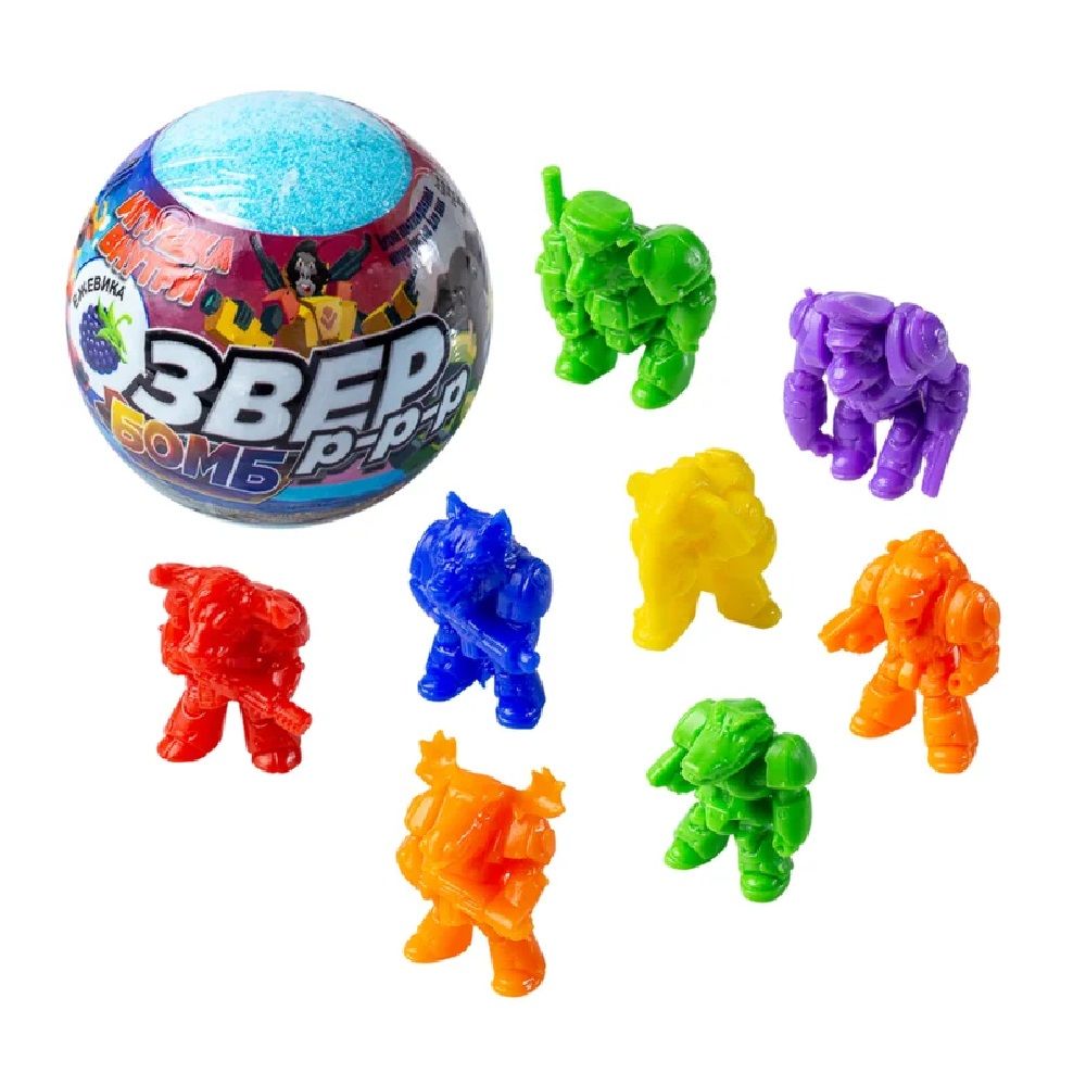 Шар бурлящий c игрушкой Звер бомб Ежевика 130 г