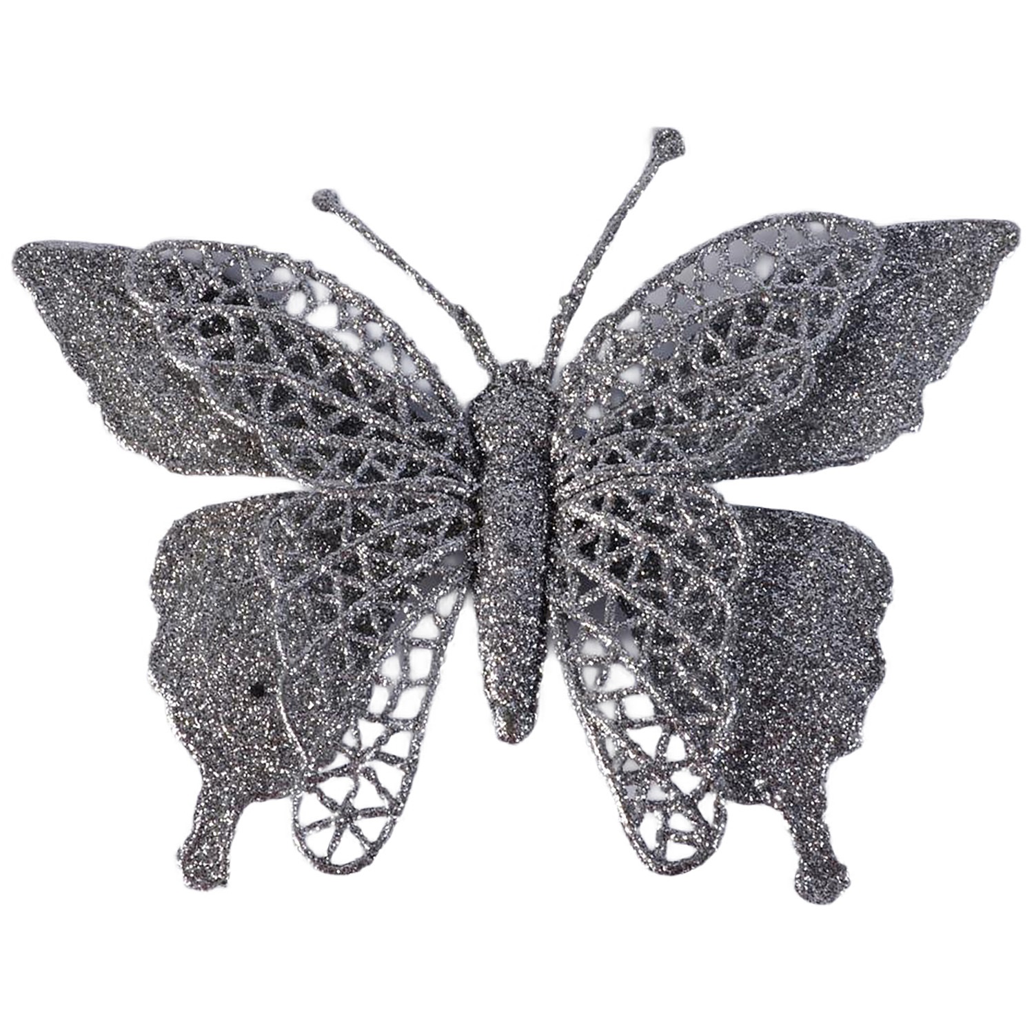 Украшение новогоднее Моя Елочка Бабочки 15 см серебро 2 шт 19031-0052