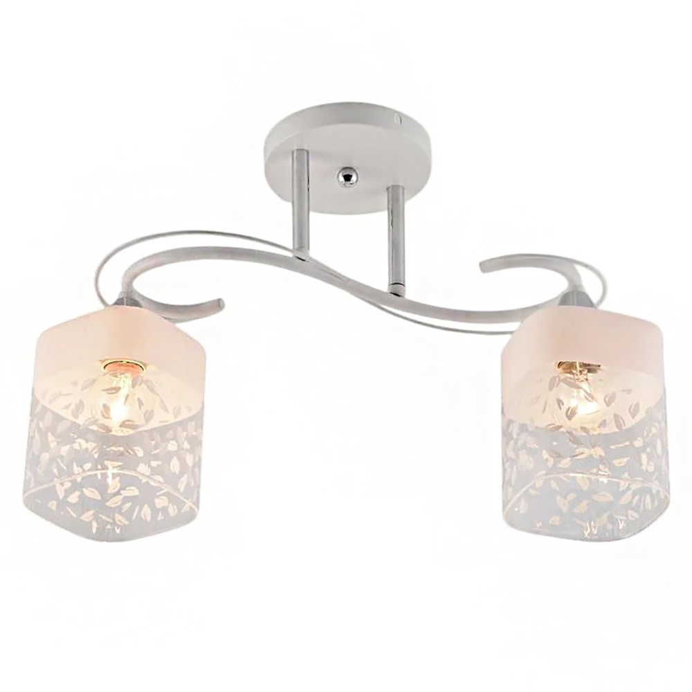 Люстра потолочная XA1520B/2 WH+CR белый/хром 2х60Вт E27 d420 h260, HN24