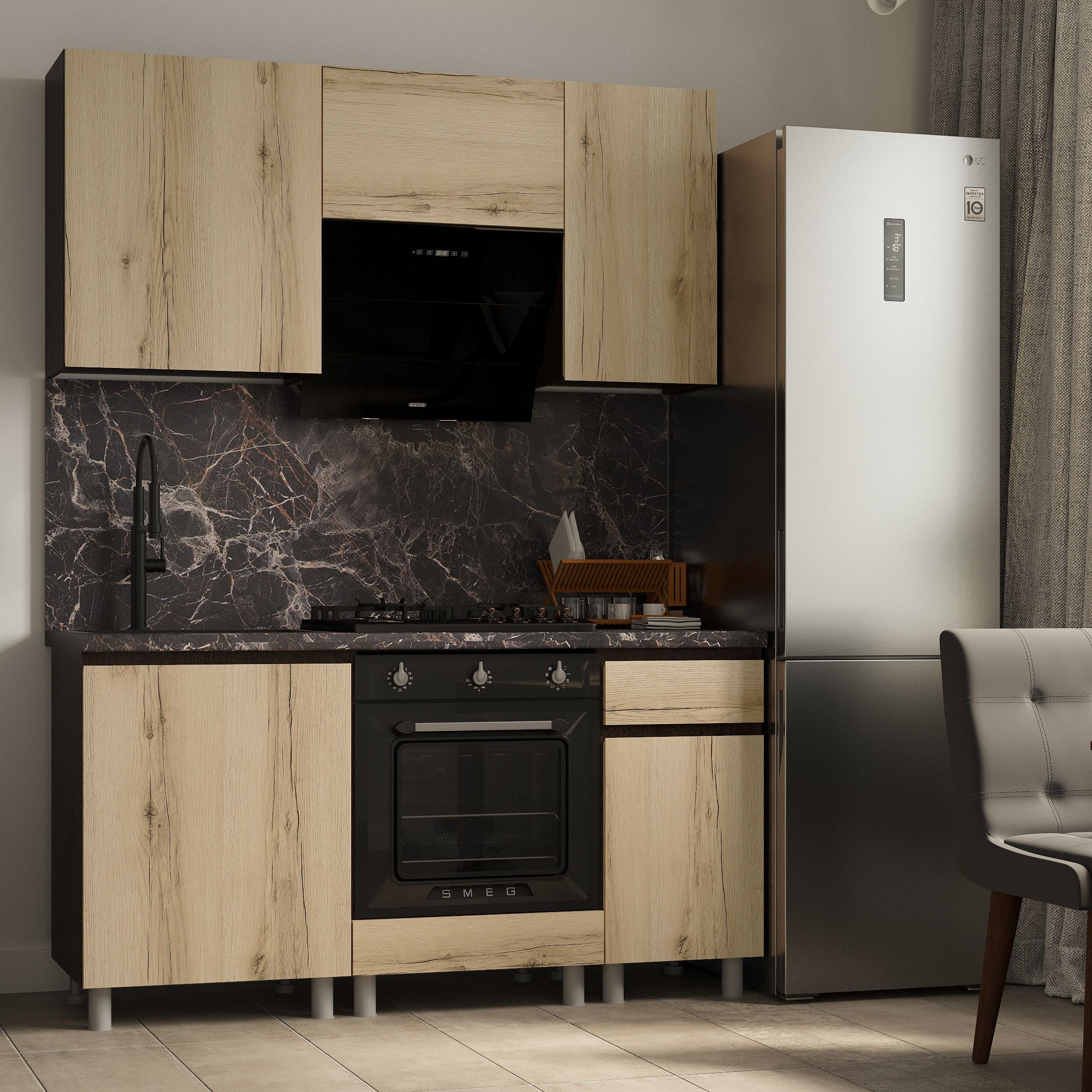 Стол рабочий 400х850х600 мм 1 ящ Плейона П4Р1 Венге/Дуб Делано, ЛДСП