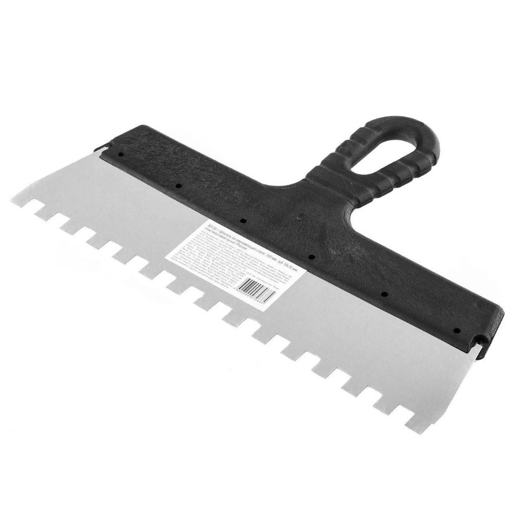 Шпатель малярный зубчатый 300мм, зуб 10х10мм 1215130