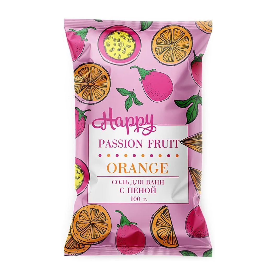 Соль для ванн с пеной Happy Апельсин и маракуйя 100 г