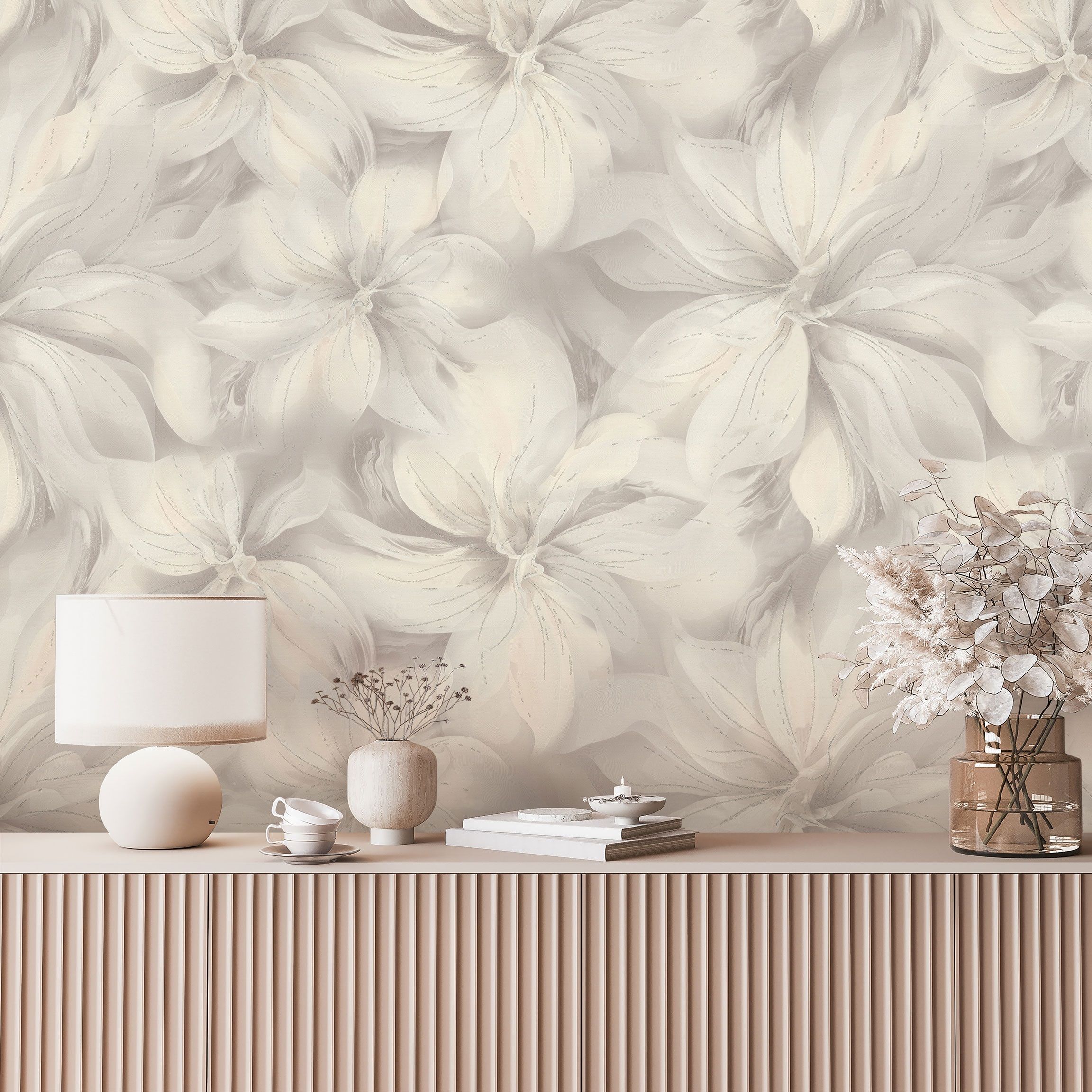 Обои Euro Decor Lilu 8082-01 бежевые цветок крупный 1,06х10,05 м