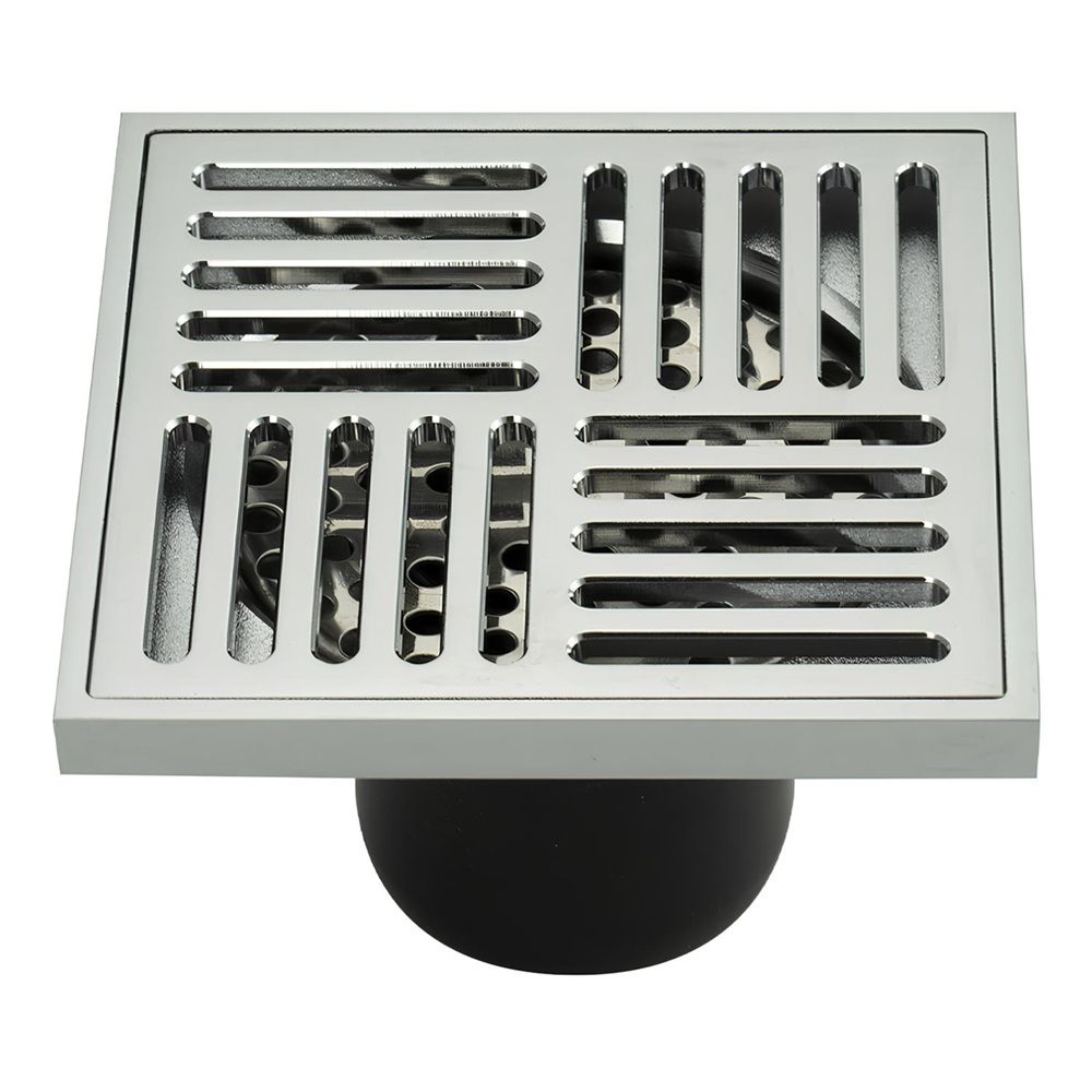 Трап вертик спуск 50 мм латунный хром решетка 100х100 мм