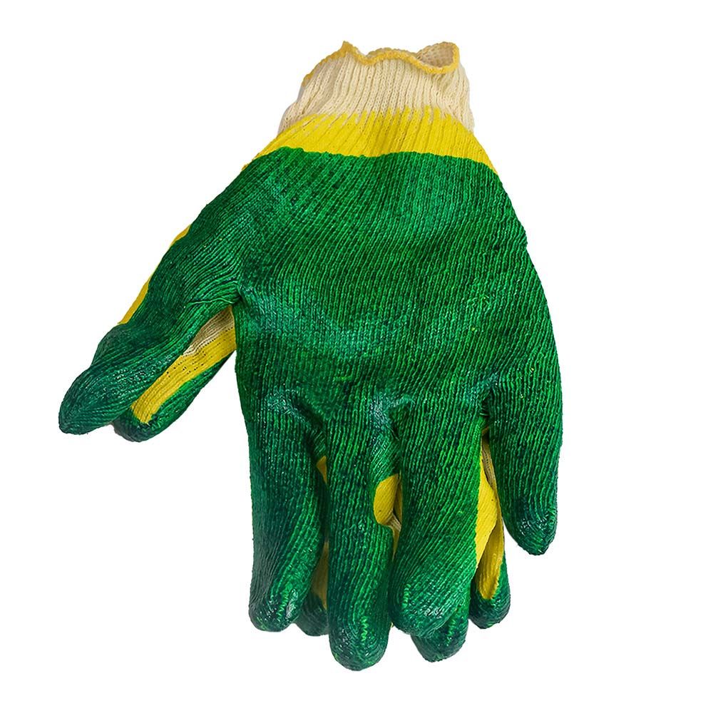 Перчатки х/б с двойным латексом зеленые