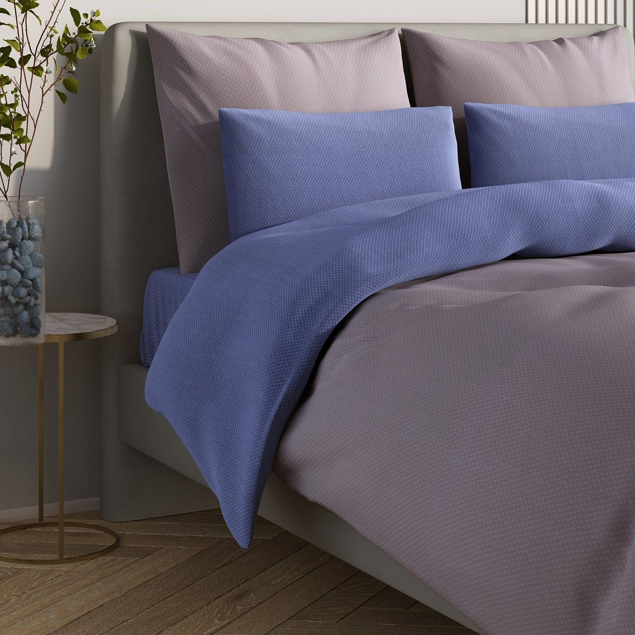 Белье постельное евро сатин Гармоника Моно 70х70 см-2 50х70 см-2