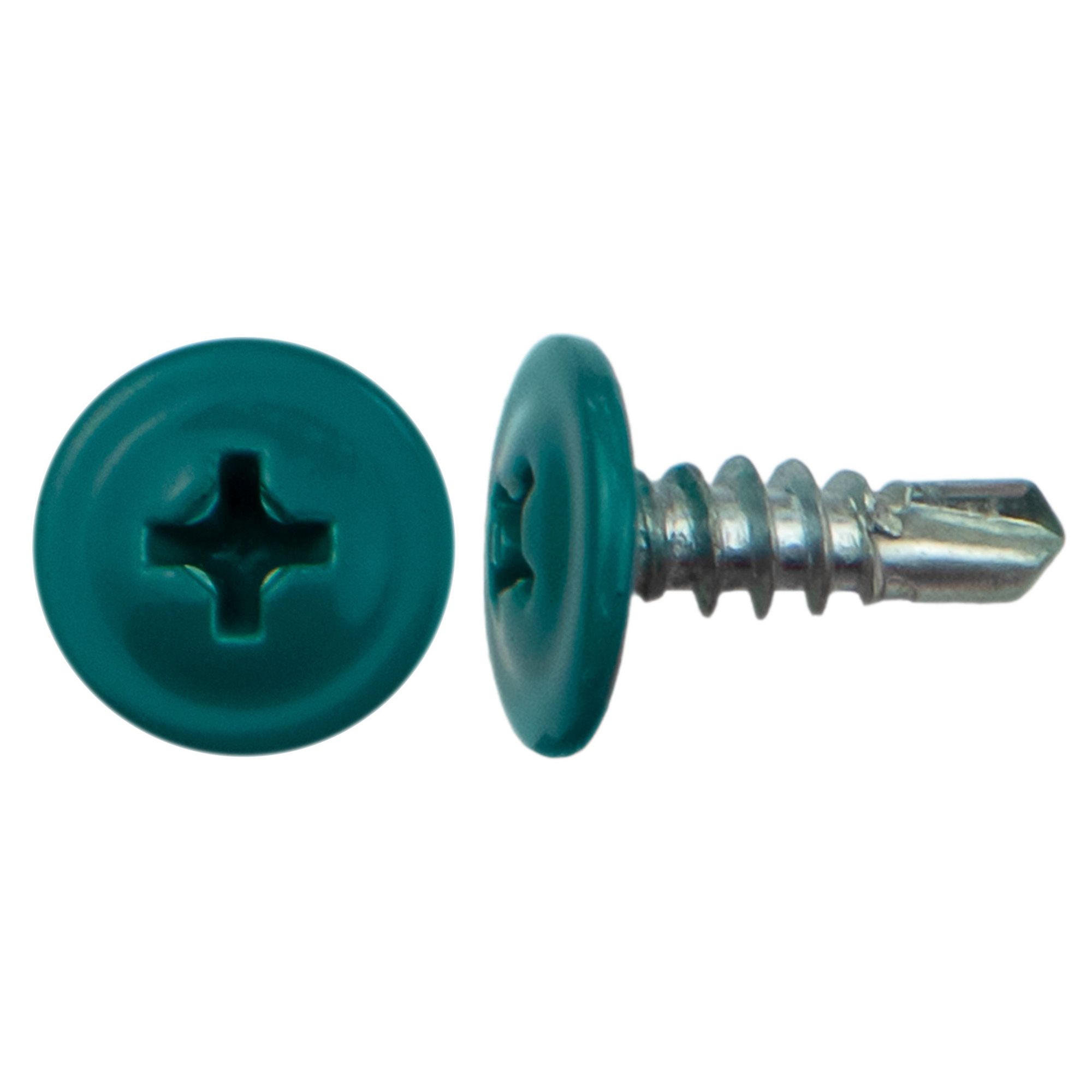 Саморез прессшайба 4,2х13 мм сверло бирюза RAL 5021 вес