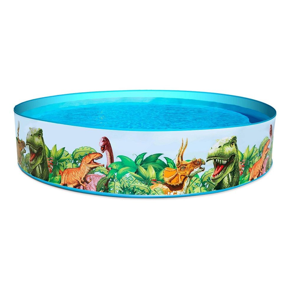 Бассейн детский жесткий борт круглый 244х46 см 2074 л Bestway Dinosaurous Fill N Fun 55001