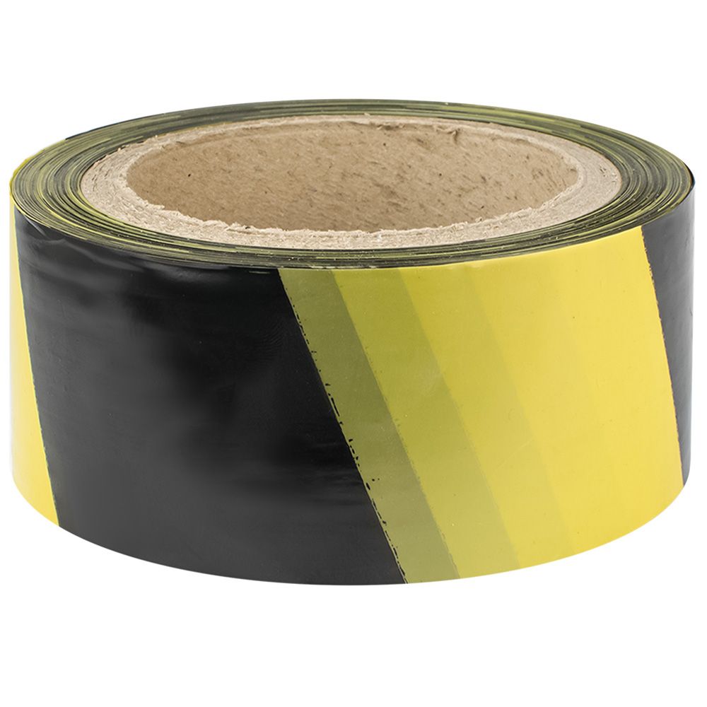 Лента клейкая сигнальная 50 мм х 100 м желто-черная Fit 11855