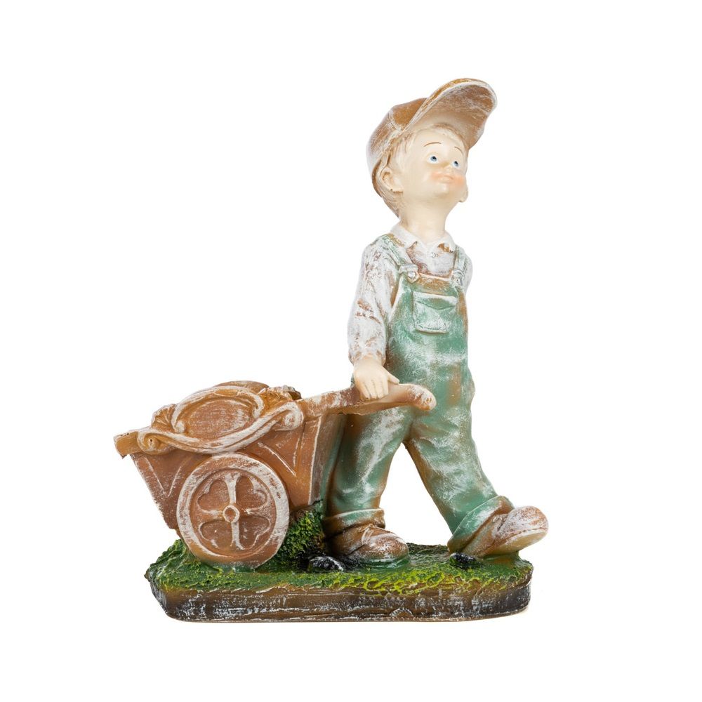 Фигура садовая Мальчик с тележкой h37 см 169462