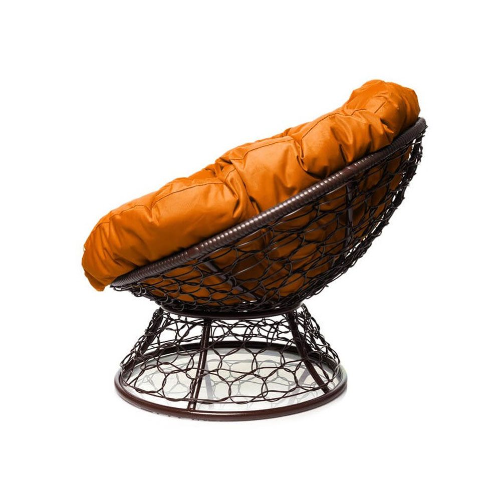 Кресло иск. ротанг Papasan плетение коричневое, подушка в ассортименте